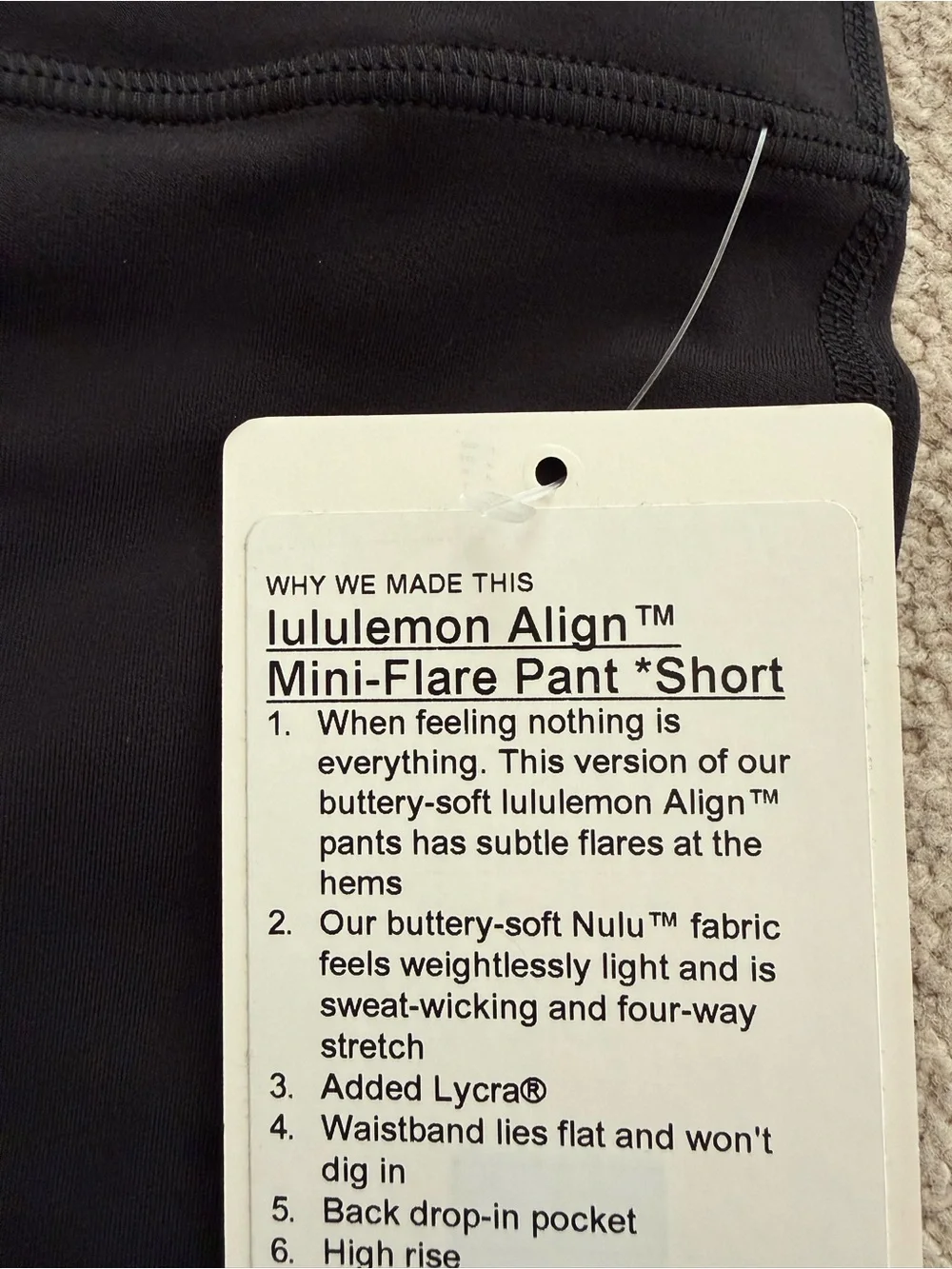 NWT! Lululemon Align High-Rise Mini-Flare Pant Short Black Size 8